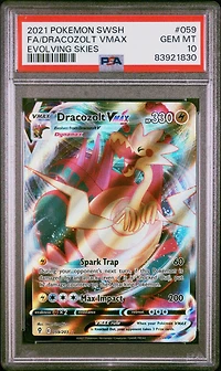 2021 Pokemon Sword & Shield Evolving Skies 059 Full Art/dracozolt Vmax PSA