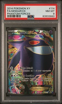 2014 Pokemon Xy Phantom Forces 114 Full Art/gengar Ex PSA 8