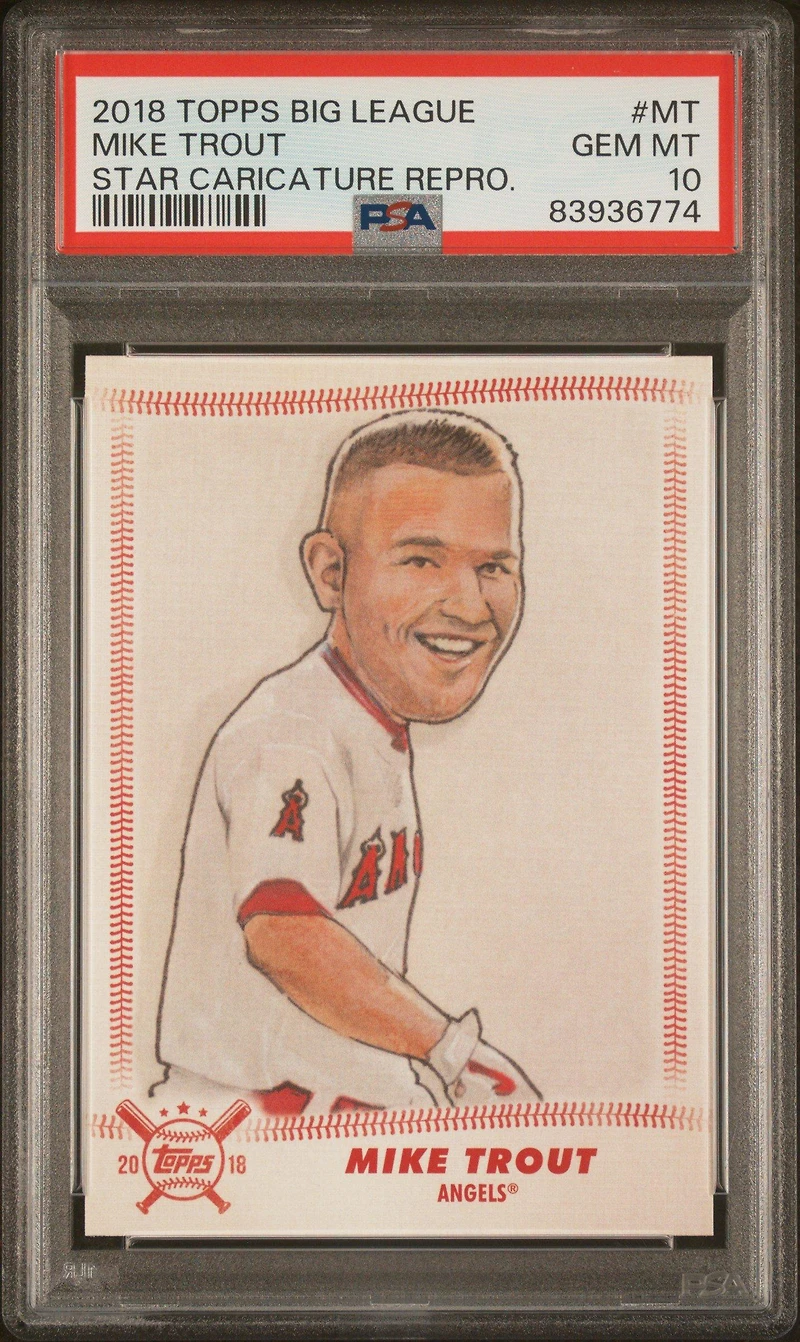 2018 Topps Big League Star Caricature Reproductions Mt Mike Trout PSA 10