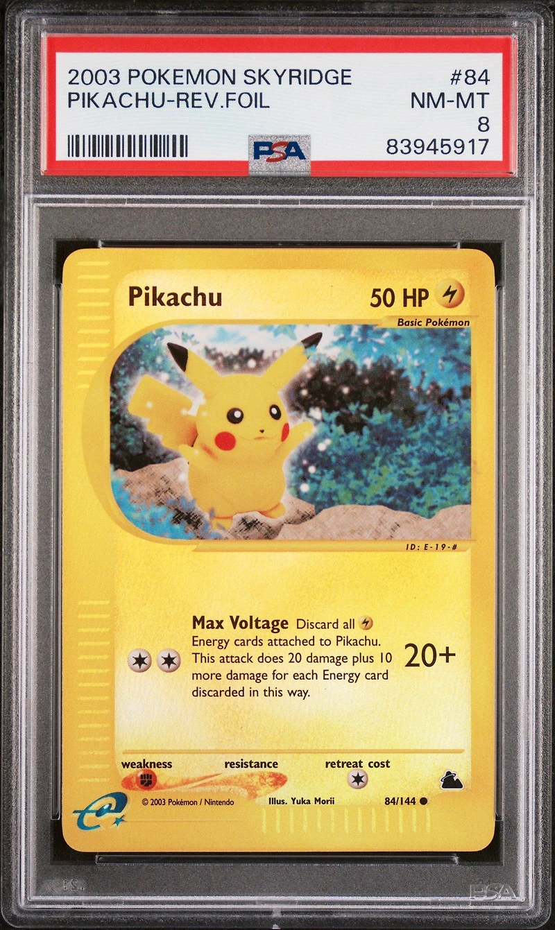 2003 Pokemon Skyridge 84 Pikachu-reverse Foil PSA 8