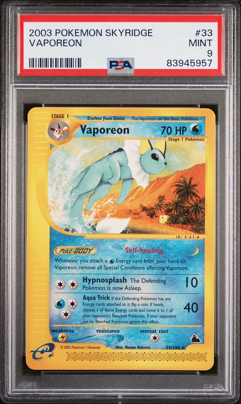 2003 Pokemon Skyridge 33 Vaporeon PSA 9