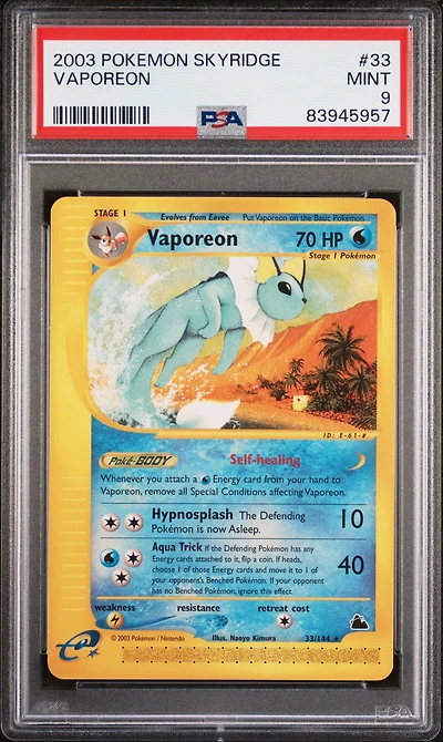 2003 Pokemon Skyridge 33 Vaporeon PSA 9