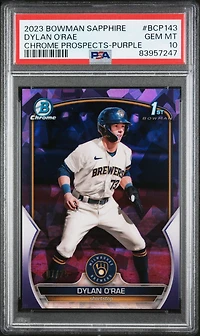 2023 Bowman Sapphire Edition Chrome Prospects Bcp143 Dylan O'rae Purple PSA 10