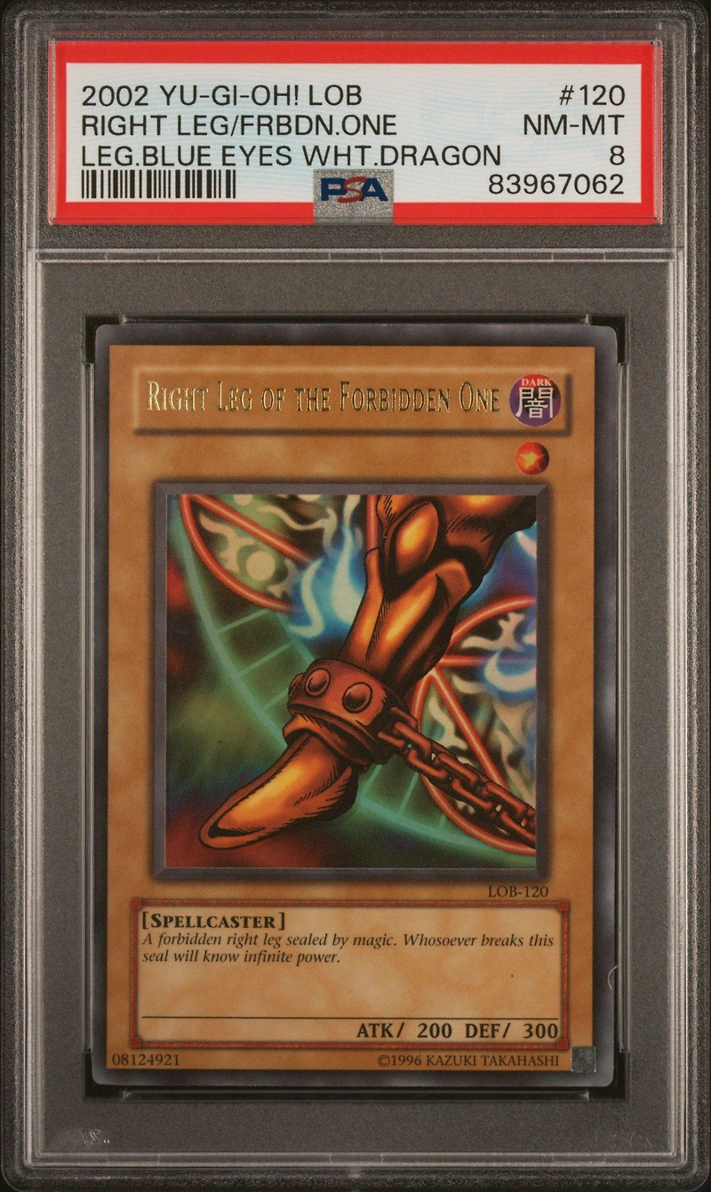 2002 Yu-gi-oh! Lob-legend Of Blue Eyes White Dragon 120 Right Leg Of The Forbidden One PSA 8
