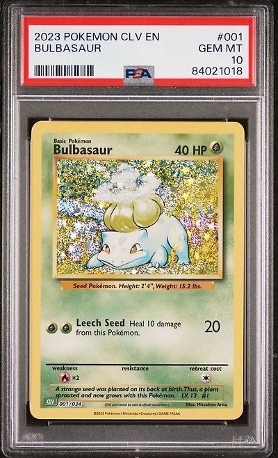2023 Pokemon Clv-trading Card Game Classic Venusaur & Lugia Ex Deck 001 Bulbasaur PSA