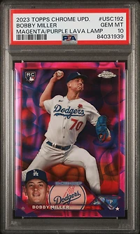 2023 Topps Chrome Update Usc192 Bobby Miller Magenta/purple Lava Lamp Refractor PSA 10