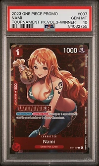 2023 One Piece Promos 007 Nami Tournament Pack Vol.3-winner PSA