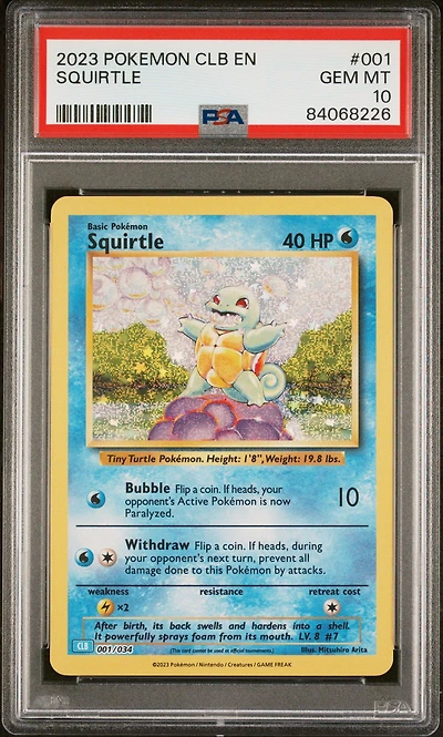 2023 Pokemon Clb-trading Card Game Classic Blastoise & Suicune Ex Deck 001 Squirtle PSA