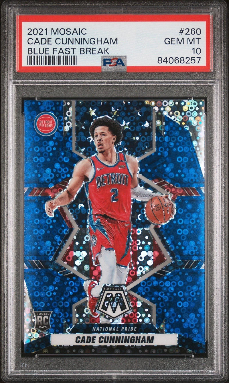2021 Panini Mosaic 260 Cade Cunningham Blue Fast Break PSA 10