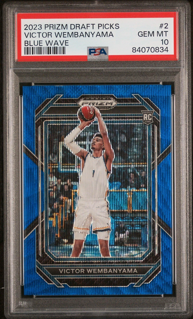 2023 Panini Prizm Draft Picks 2 Victor Wembanyama Blue Wave PSA 10