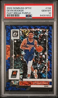 2022 Panini Donruss Optic 134 Devin Booker Fast Break Purple PSA 10
