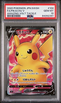 2020 Pokemon Japanese Sword & Shield Amazing Volt Tackle 104 Full Art/pikachu V PSA 10