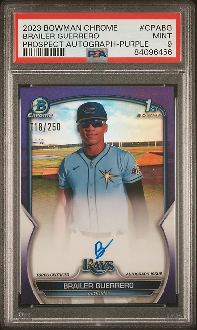 2023 Bowman Chrome Prospect Autographs Cpabg Brailer Guerrero PSA 9