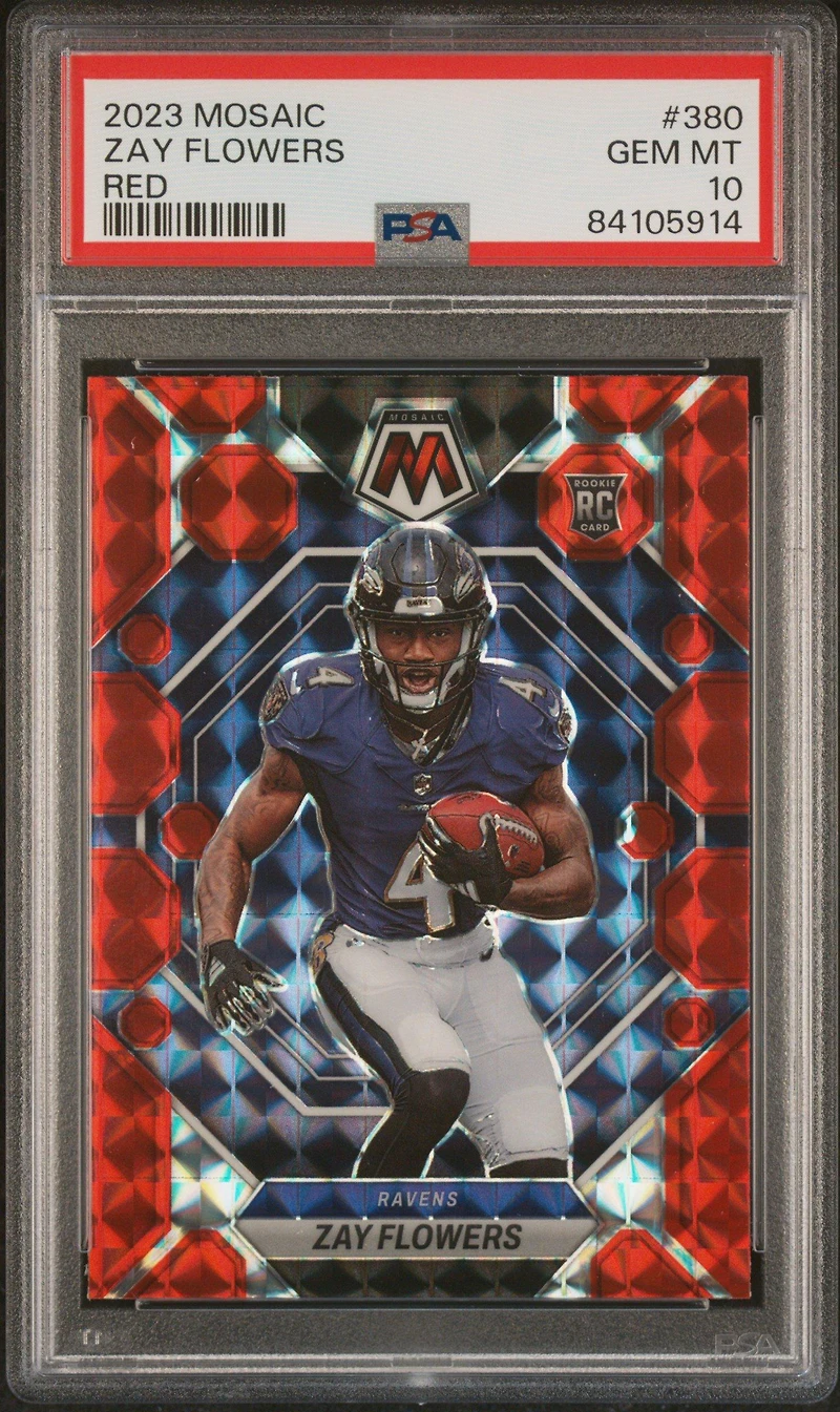 2023 Panini Mosaic 380 Zay Flowers Red PSA 10