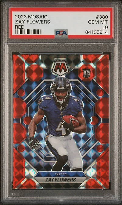 2023 Panini Mosaic 380 Zay Flowers Red PSA 10