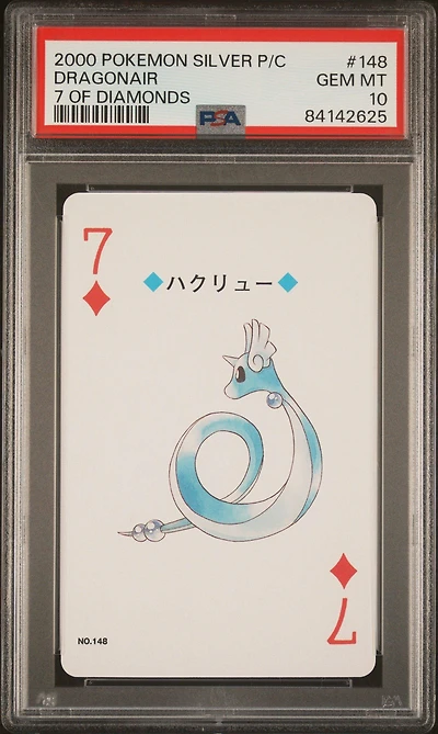 2000 Pokemon Silver Version Playing Cards 148 Dragonair 7 Of Diamonds PSA 10