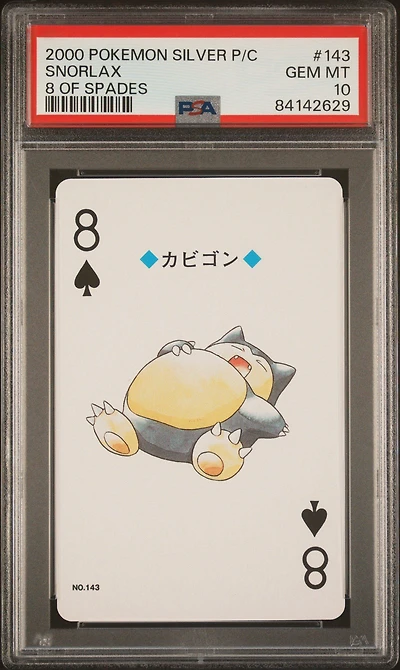 2000 Pokemon Silver Version Playing Cards 143 Snorlax 8 Of Spades PSA 10