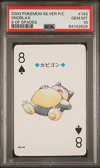 2000 Pokemon Silver Version Playing Cards 143 Snorlax 8 Of Spades PSA 10