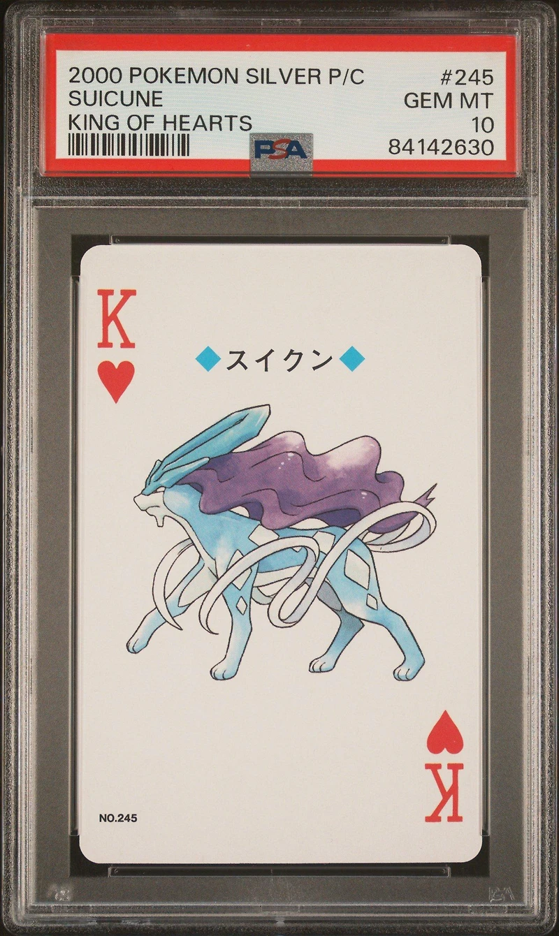 2000 Pokemon Silver Version Playing Cards 245 Suicune King Of Hearts PSA 10