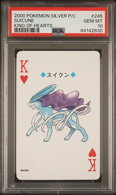2000 Pokemon Silver Version Playing Cards 245 Suicune King Of Hearts PSA 10