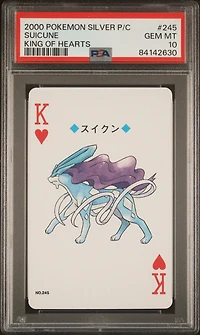 2000 Pokemon Silver Version Playing Cards 245 Suicune King Of Hearts PSA 10