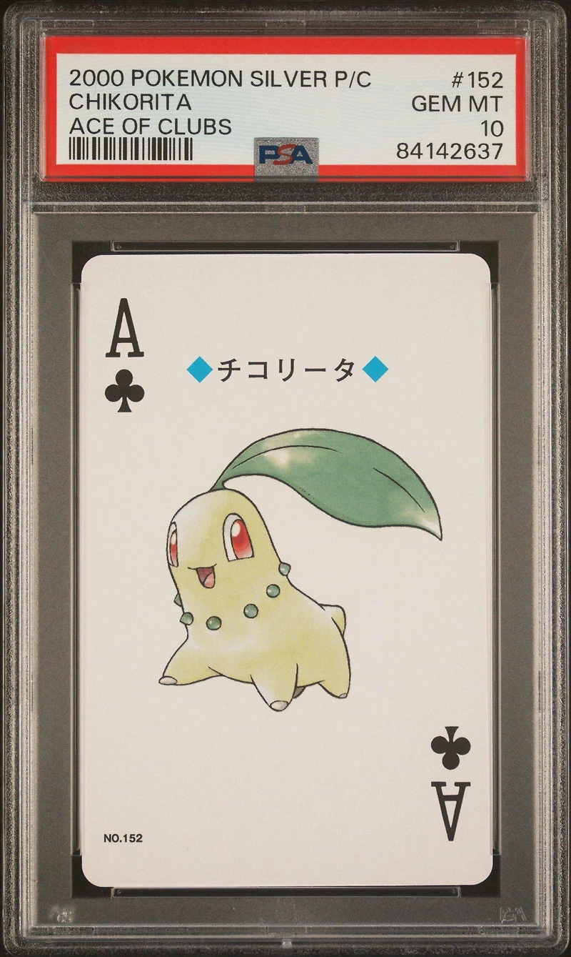 2000 Pokemon Silver Version Playing Cards 152 Chikorita Ace Of Clubs PSA 10