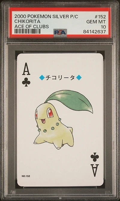2000 Pokemon Silver Version Playing Cards 152 Chikorita Ace Of Clubs PSA 10