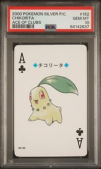 2000 Pokemon Silver Version Playing Cards 152 Chikorita Ace Of Clubs PSA 10