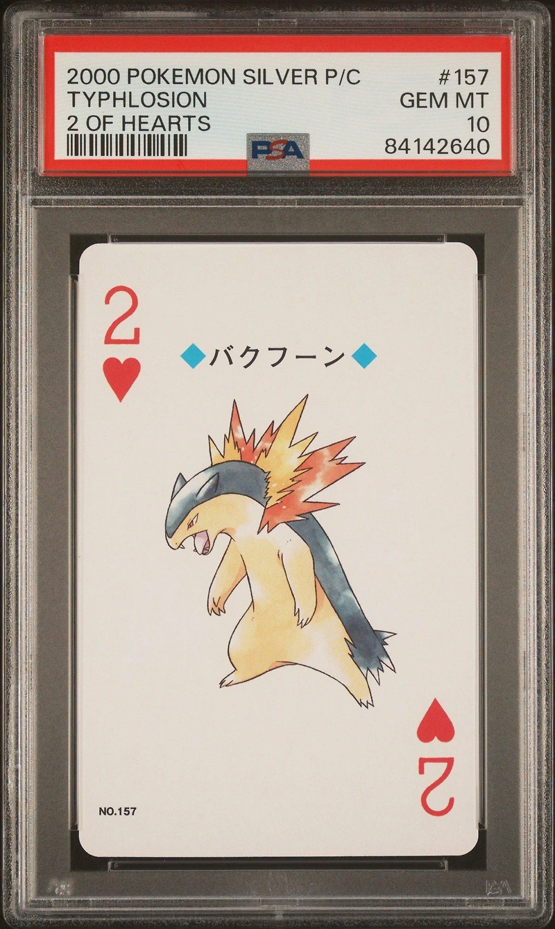 2000 Pokemon Silver Version Playing Cards 157 Typhlosion 2 Of Hearts PSA 10