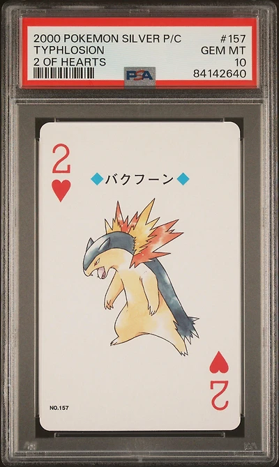 2000 Pokemon Silver Version Playing Cards 157 Typhlosion 2 Of Hearts PSA 10