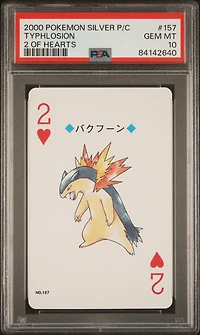 2000 Pokemon Silver Version Playing Cards 157 Typhlosion 2 Of Hearts PSA 10