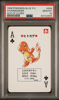 1998 Pokemon Blue Version Playing Cards 004 Charmander Ace Of Clubs PSA 10