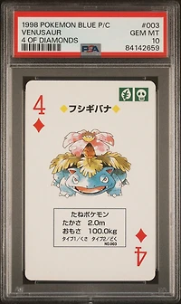 1998 Pokemon Blue Version Playing Cards 003 Venusaur 4 Of Diamonds PSA 10