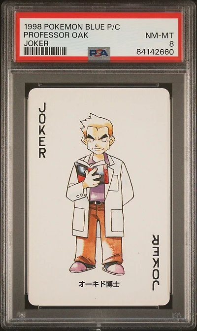 1998 Pokemon Blue Version Playing Cards  Professor Oak Joker PSA 8