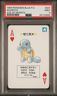 1998 Pokemon Blue Version Playing Cards 007 Squirtle Ace Of Hearts PSA 9