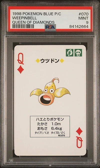 1998 Pokemon Blue Version Playing Cards 070 Weepinbell Queen Of Diamonds PSA 9