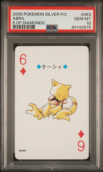 2000 Pokemon Silver Version Playing Cards 063 Abra 6 Of Diamonds PSA 10