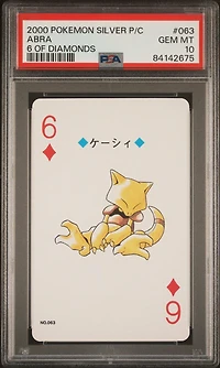 2000 Pokemon Silver Version Playing Cards 063 Abra 6 Of Diamonds PSA 10