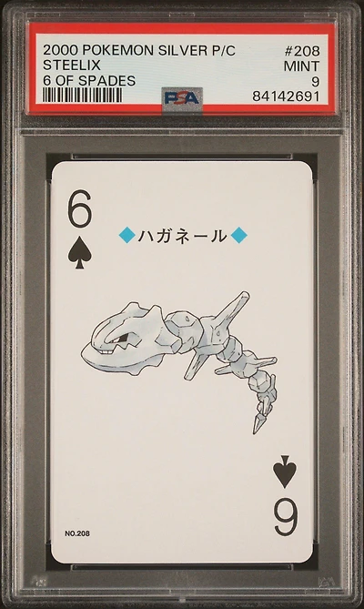 2000 Pokemon Silver Version Playing Cards 208 Steelix 6 Of Spades PSA 9
