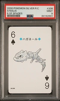 2000 Pokemon Silver Version Playing Cards 208 Steelix 6 Of Spades PSA 9