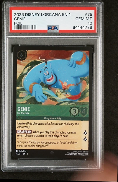 2023 Disney Lorcana En 1-the First Chapter 75 Genie - On The Job Foil PSA 10