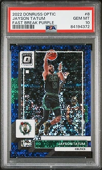 2022 Panini Donruss Optic 8 Jayson Tatum Fast Break Purple PSA 10