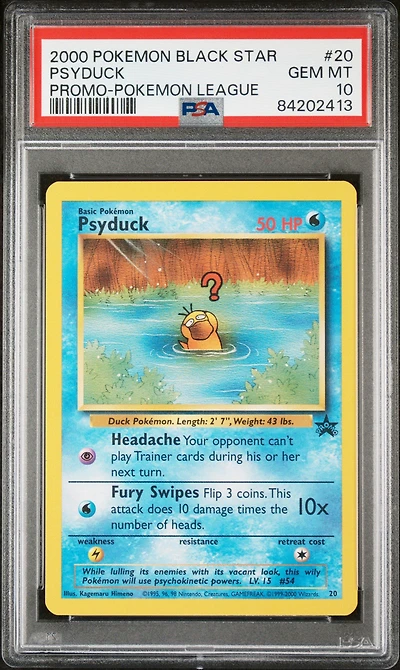 2000 Pokemon Promo Black Star 20 Psyduck Pokemon League PSA