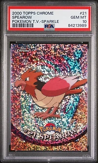 2000 Topps Chrome Pokemon T.v. 21 Spearow Sparkle PSA 10