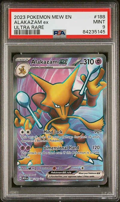 2023 Pokemon Mew En-151 188 Alakazam Ex PSA
