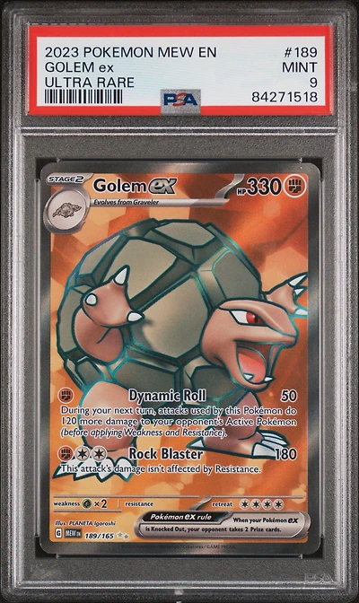 2023 Pokemon Mew En-151 189 Golem Ex Ultra Rare PSA