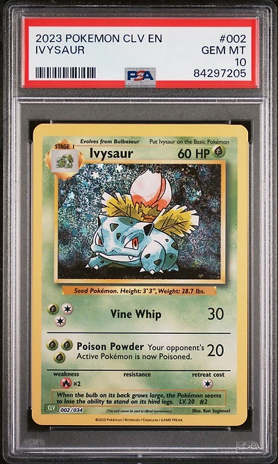 2023 Pokemon Clv-trading Card Game Classic Venusaur & Lugia Ex Deck 002 Ivysaur PSA