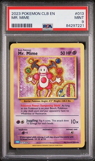 2023 Pokemon Clb-trading Card Game Classic Blastoise & Suicune Ex Deck 013 Mr. Mime PSA