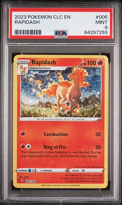 2023 Pokemon Clc-trading Card Game Classic Charizard & Ho-oh Ex Deck 005 Rapidash PSA 9