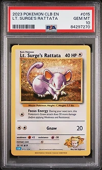 2023 Pokemon Clb-trading Card Game Classic Blastoise & Suicune Ex Deck 015 Lt. Surge's Rattata PSA 10